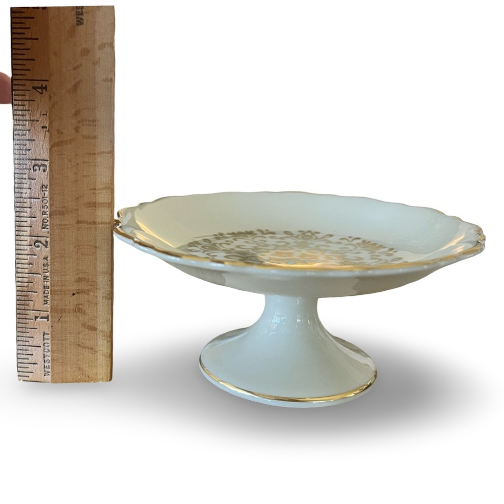 Vintage Lennox Pedestal Trinket Stand Cream and Gold - Picture 5 of 6